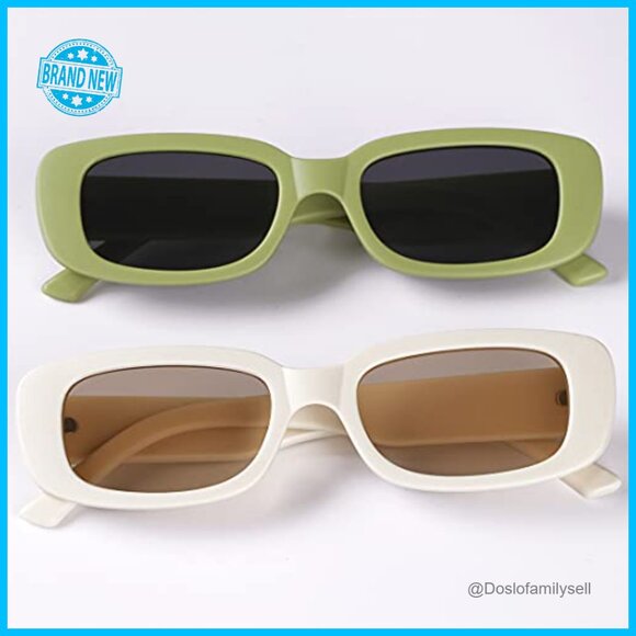 Retro Vintage Sunglasses Small Square Rectangle 90s Y2K Trendy Fashion main image 7